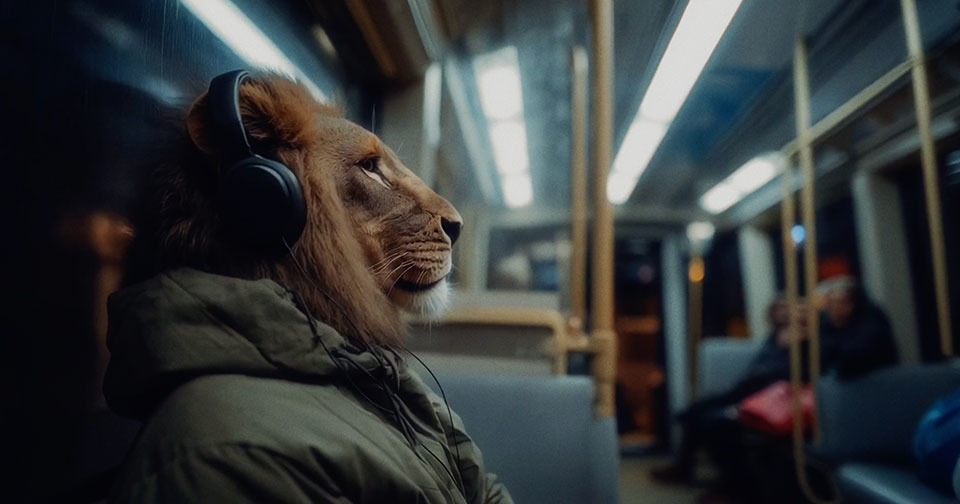 Ai Production frame lion in subway